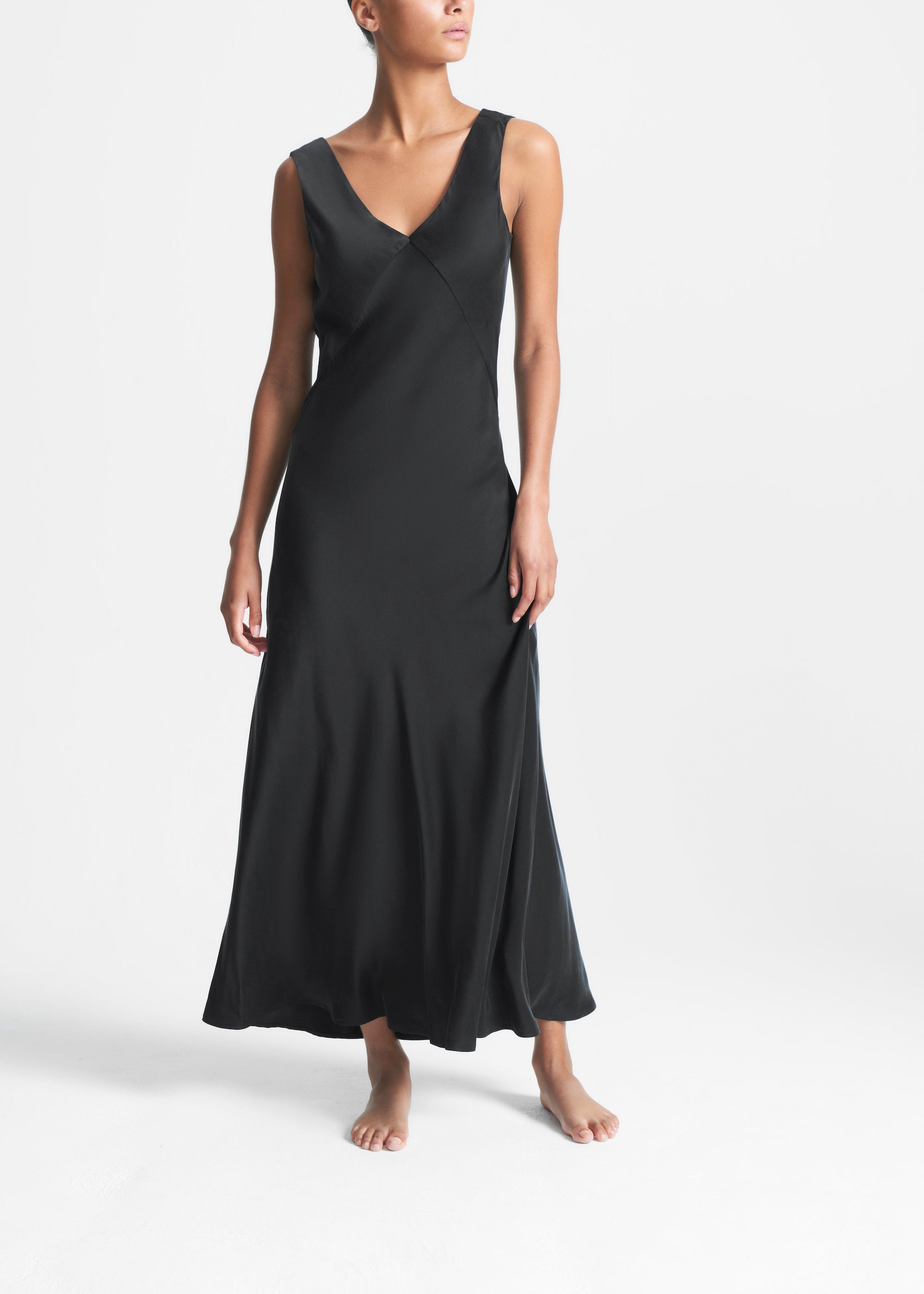 Simple V Neck Backless Black/Red Long Prom Dress with High Slit, V Nec –  abcprom